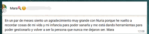 Testimonio de Mara por WhatsApp