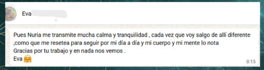 Testimonio de Eva por WhatsApp